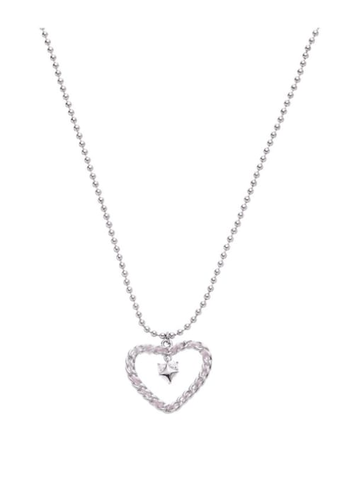 TINGS Brass Cubic Zirconia Heart Minimalist Beaded Necklace 0