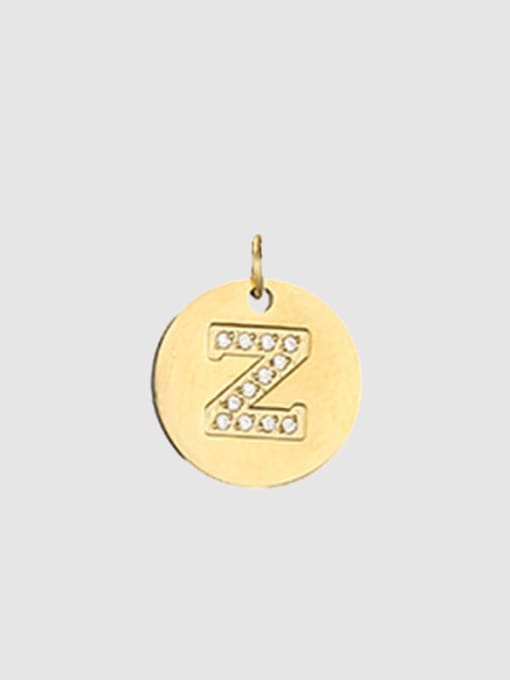 Z 14 K gold Titanium 26 Letter Minimalist round pendant Necklace