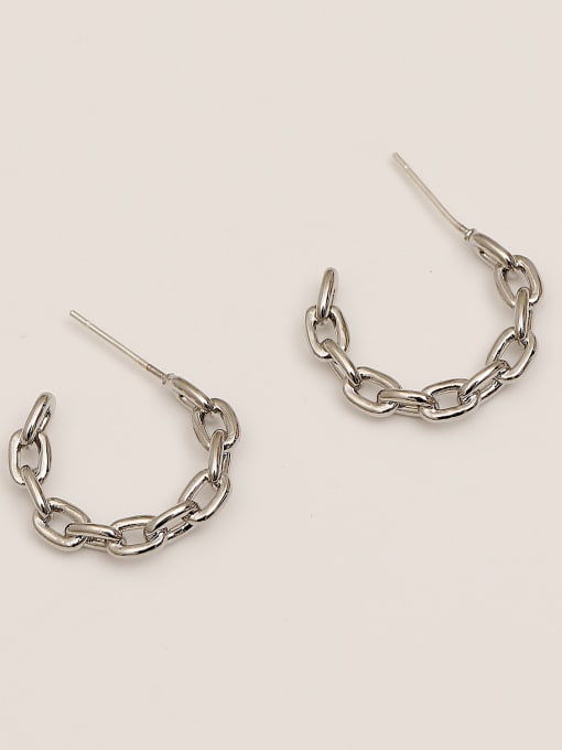 HYACINTH Brass Hollow Geometric Minimalist Hoop Trend Korean Fashion Earring 3