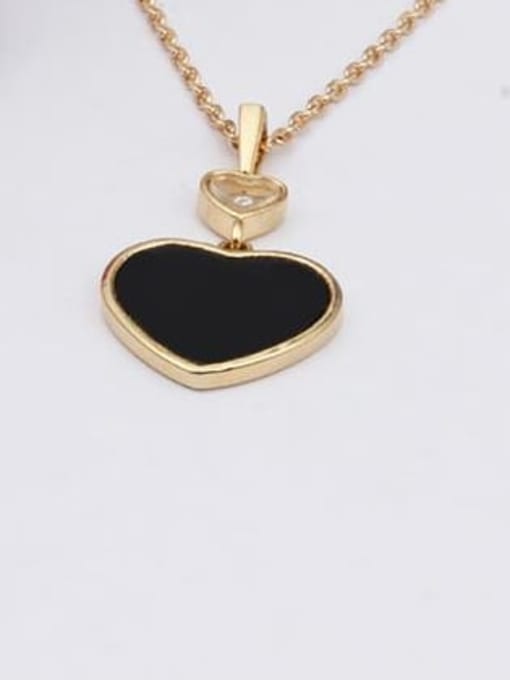 black Brass Shell Heart Minimalist Necklace