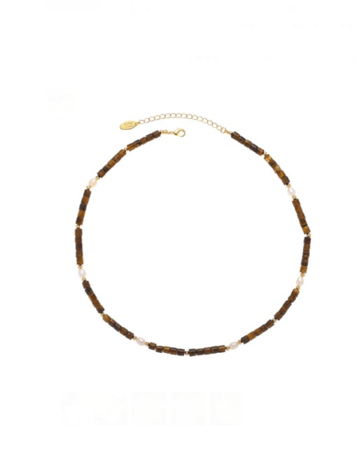 Option 2 Brass Tiger Eye Irregular Vintage Beaded Necklace