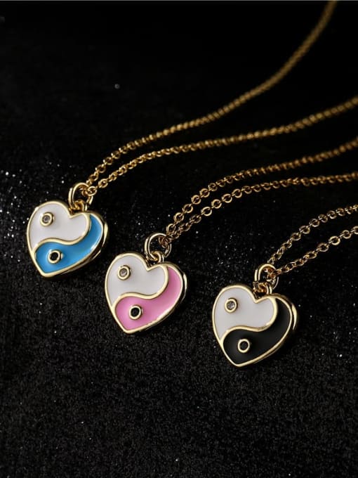 AOG Brass Rhinestone Enamel  Trend Heart Pendant Necklace 1