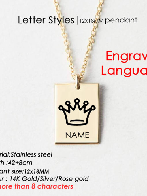 Steel color GX 115 Stainless steel  Minimalist engrave language geometry Pendant Necklace