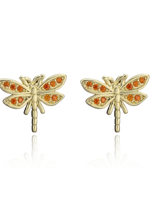 41141 Brass Cubic Zirconia Bee Cute Stud Earring