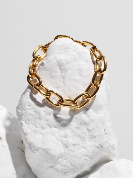 TINGS Brass Hollow Geometric Chain Vintage Link Bracelet