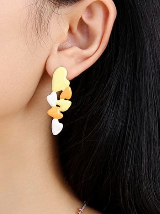 Five Color Brass Enamel Heart Minimalist Drop Earring 1