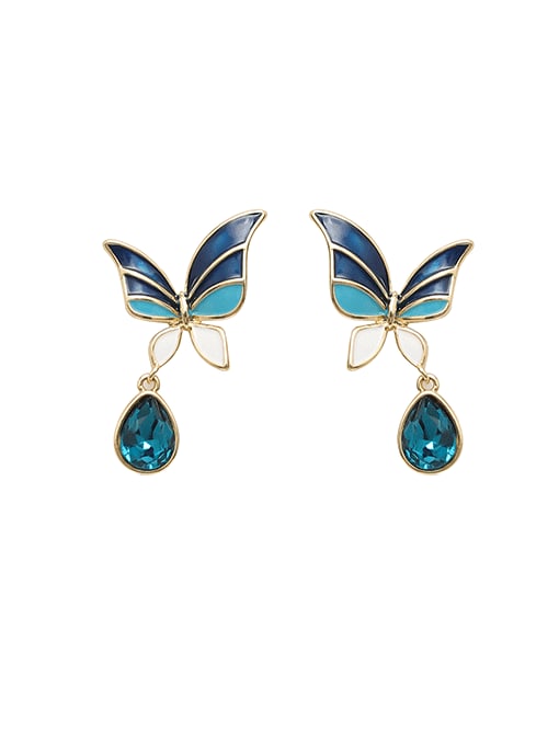HYACINTH Brass Enamel Butterfly Minimalist Stud Earring