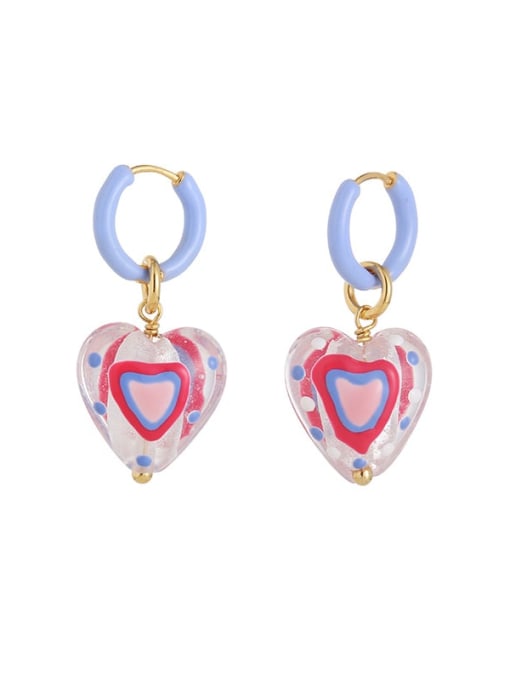 Option 3 (sold with the same necklace) Brass Enamel Heart Cute Drop Earring