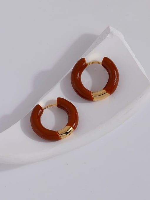 HYACINTH Brass Acrylic Round Trend Hoop Earring 0
