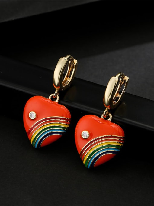 AOG Brass Enamel Heart Cute Huggie Earring 3