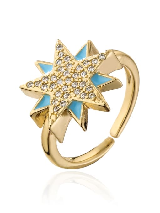 12200 Brass Cubic Zirconia Star Vintage Band Ring