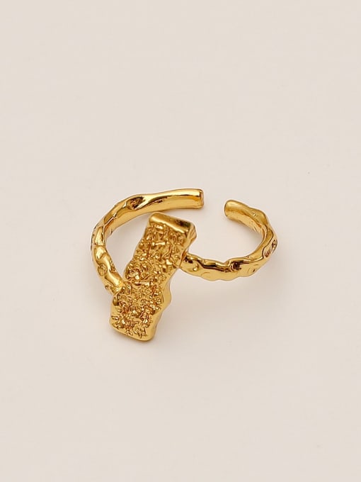 14K gold Brass Irregular Geometric Vintage Band Fashion Ring