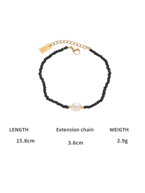 Five Color Brass Imitation Pearl Geometric Minimalist Handmade Beaded Bracelet 3