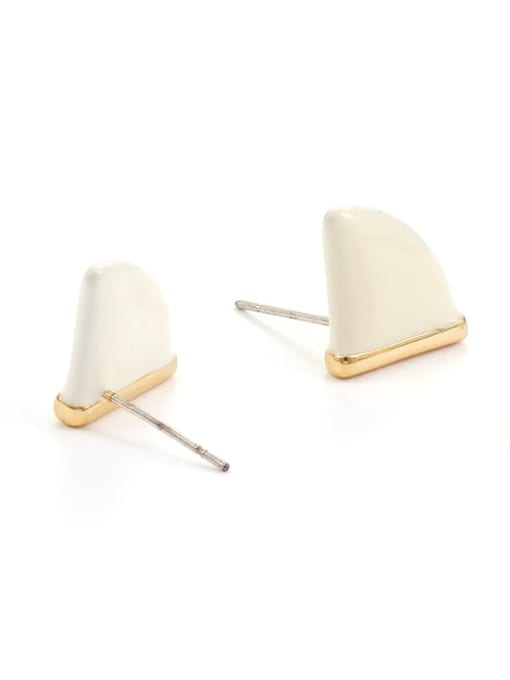 Five Color Brass Enamel Geometric Minimalist Stud Earring 3