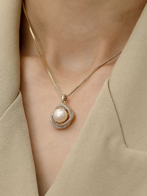 HYACINTH Brass Imitation Pearl Locket Minimalist Trend Korean Fashion Necklace 2