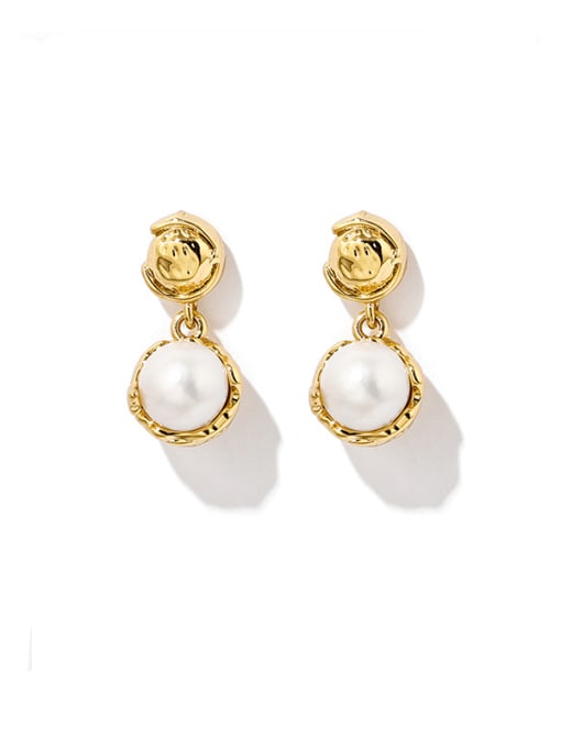 gold Brass Imitation Pearl Geometric Vintage Drop Earring