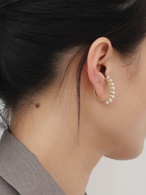 HYACINTH Copper Imitation Pearl Irregular Minimalist Stud Trend Korean Fashion Earring 1
