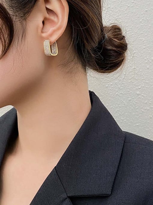 YOUH Brass Cubic Zirconia Geometric Trend Stud Earring 1