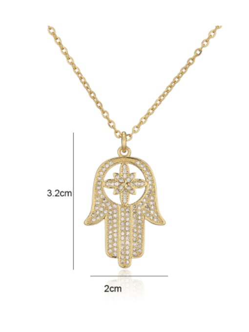 AOG Brass Cubic Zirconia Hand Of Gold Vintage Necklace 4