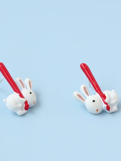 Five Color Alloy Enamel Irregular Cute rabbit Stud Earring 3