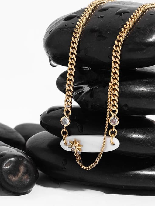 TINGS Brass Cubic Zirconia Geometric Hip Hop Necklace 1