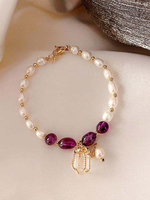 violet Alloy Imitation Pearl Geometric Bohemia Adjustable Bracelet