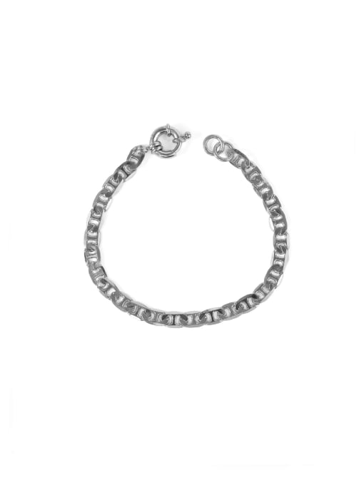 3 White Gold Brass Imitation Pearl Geometric Chain Vintage Link Bracelet