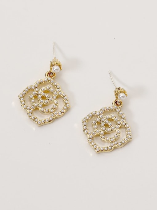 14k Gold Brass Imitation Pearl Geometric Bohemia Hook Trend Korean Fashion Earring
