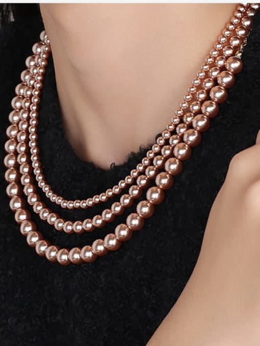 ACCA Brass Imitation Pearl Geometric Minimalist Necklace