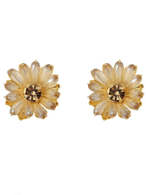 HYACINTH Copper imitation  Crystal Flower Dainty Stud Trend Korean Fashion Earring 2