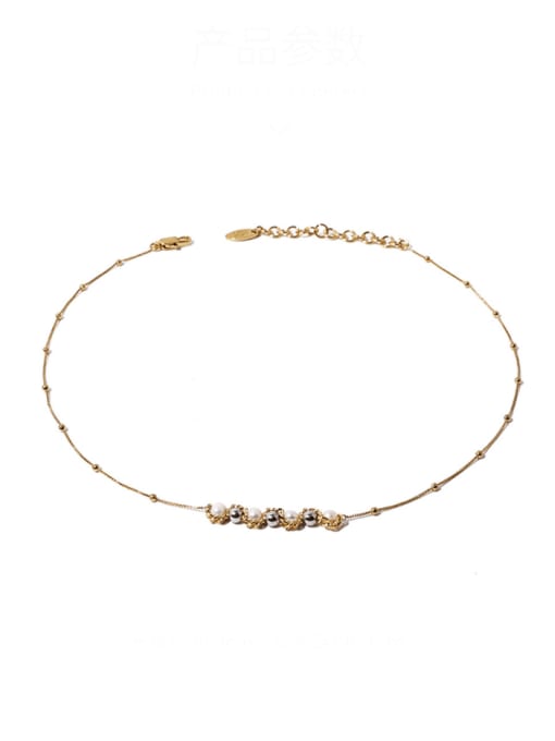 Five Color Brass Imitation Pearl Knot Geometric Vintage Necklace