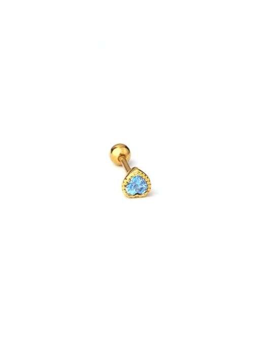 HISON Titanium Steel Cubic Zirconia Heart Minimalist Stud Earring (Single Only One) 2