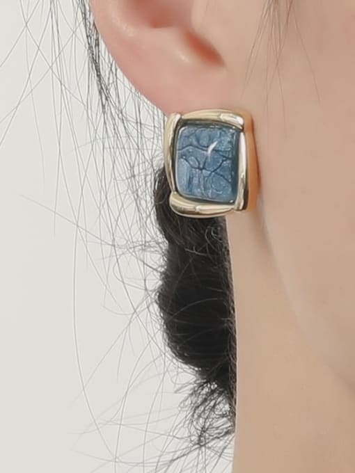 HYACINTH Brass Enamel Square Minimalist Stud Earring 1