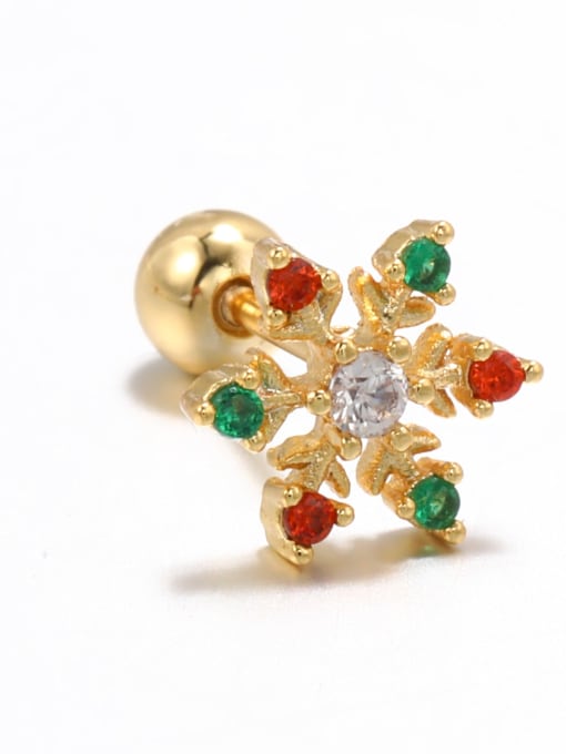 779 Gold Brass Cubic Zirconia Flower Cute Stud Earring
