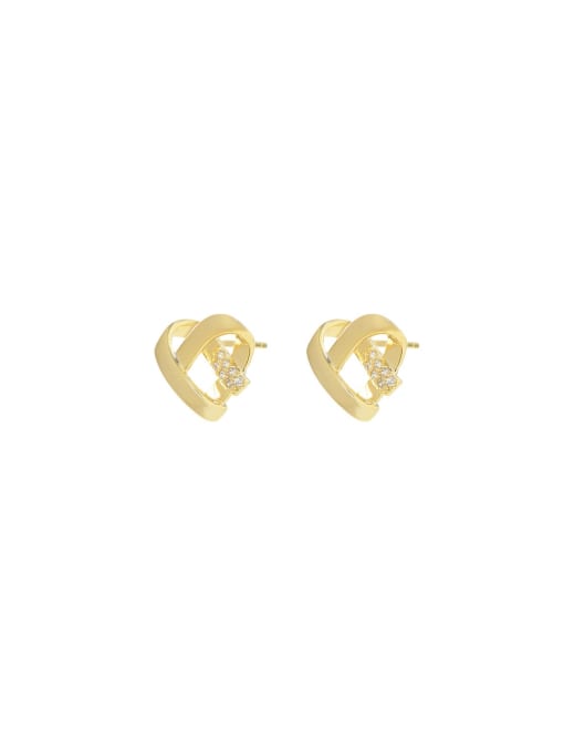 YOUH Brass Cubic Zirconia Geometric Trend Stud Earring 0