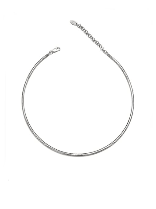 Platinum Brass  Minimalist Snake Bone Chain Necklace