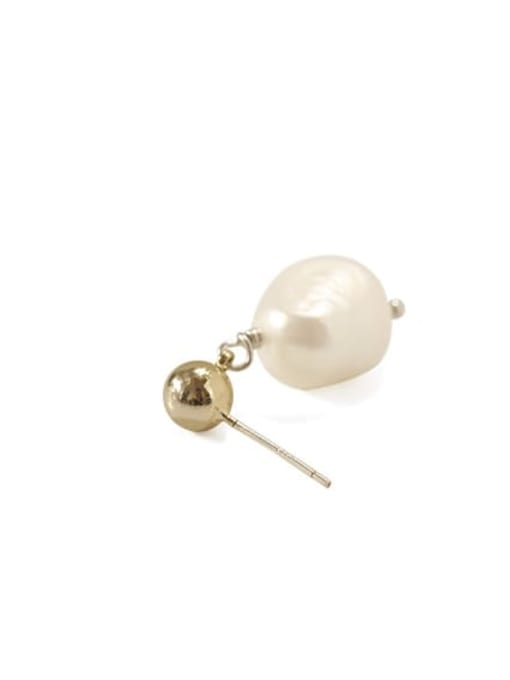 ACCA Brass Freshwater Pearl  Vintage  Fashion zircon chain asymmetric earrings Drop Earring 2