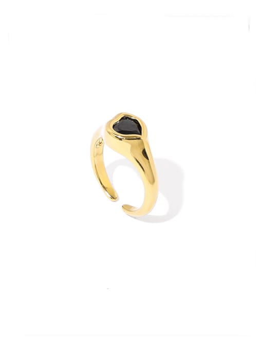Gold (non adjustable) Brass Acrylic Heart Vintage Band Ring