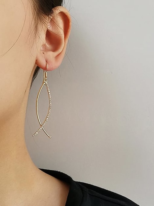 HYACINTH Copper Rhinestone Irregular Minimalist Hook Trend Korean Fashion Earring 1