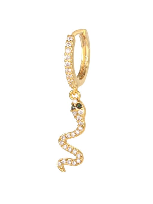 747 gold Brass Cubic Zirconia Snake Vintage Single Earring(Single -Only One)