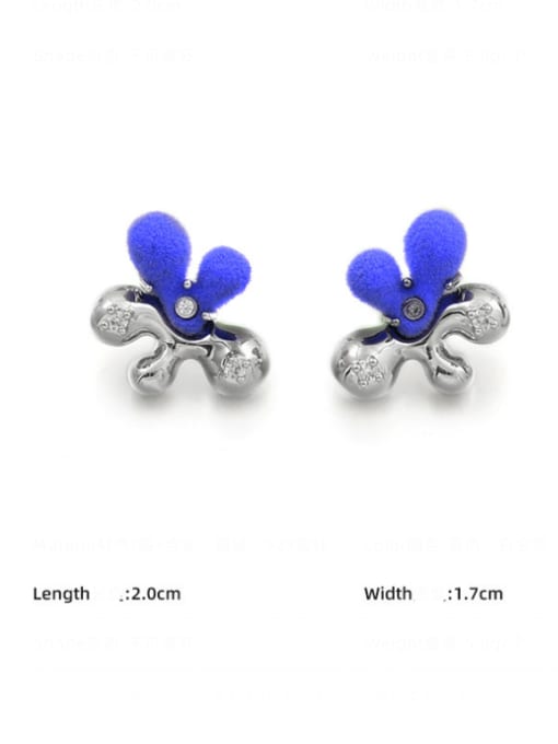 Blue pentagram Brass Hairball Heart Butterfly Cute Stud Earring