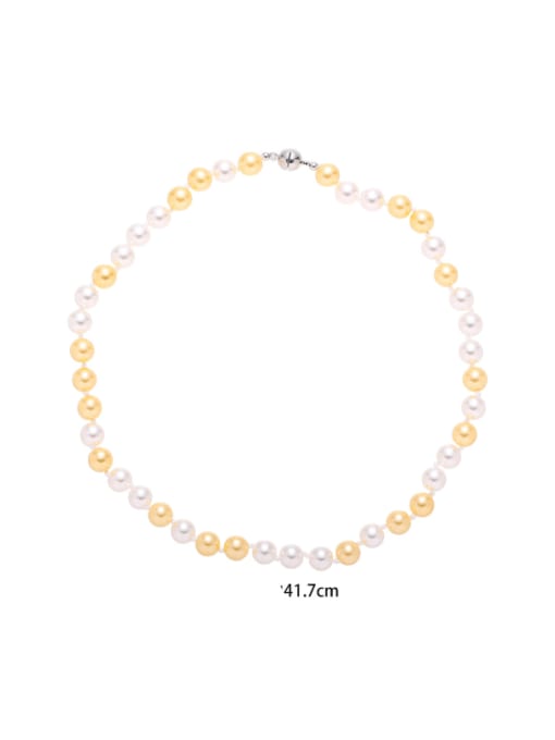8mm pearl necklace Brass Imitation Pearl Geometric Minimalist Beaded Necklace