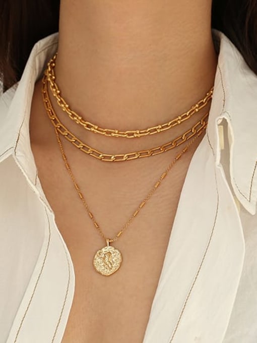 ACCA Brass Round lion Vintage Pendant Necklace 1