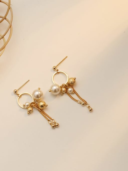 HYACINTH Copper Imitation Pearl Tassel Dainty Drop Trend Korean Fashion Earring 1