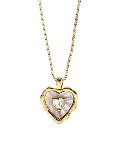 ACCA Brass  Minimalist Heart  Shell Earring and Necklace Set 3
