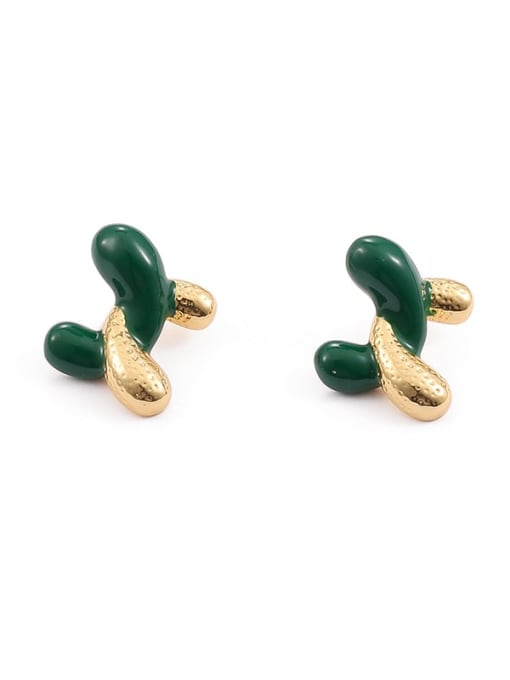 Five Color Brass Enamel Geometric Vintage Stud Earring