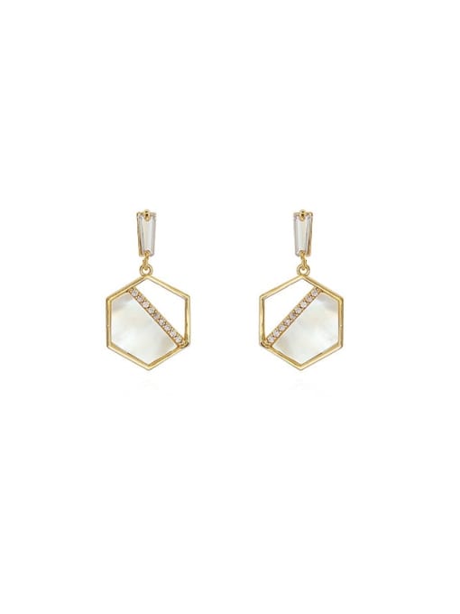 HYACINTH Copper Shell Geometric Dainty Drop Trend Korean Fashion Earring 0