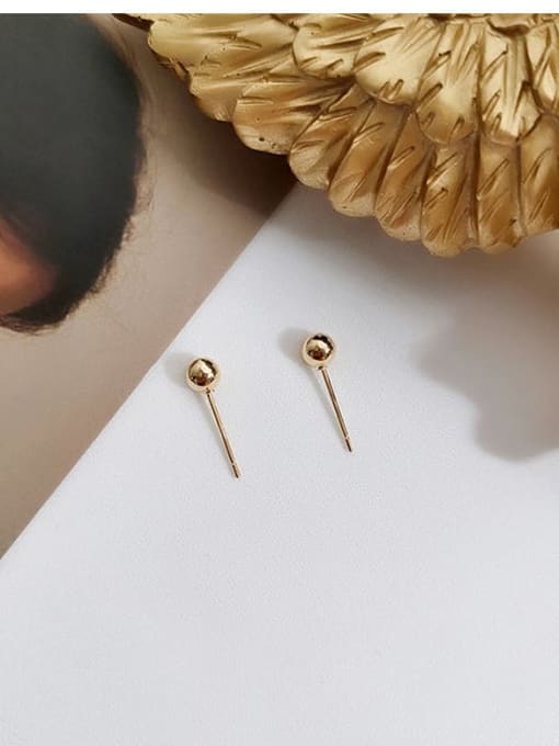 14K gold No.5 Pearl Copper Round Minimalist Stud Trend Korean Fashion Earring