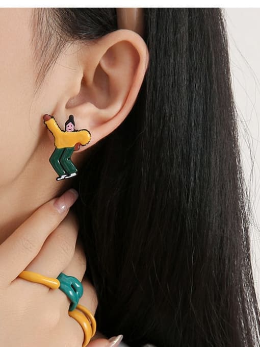 Five Color Brass Enamel Baby Cute Stud Earring 2