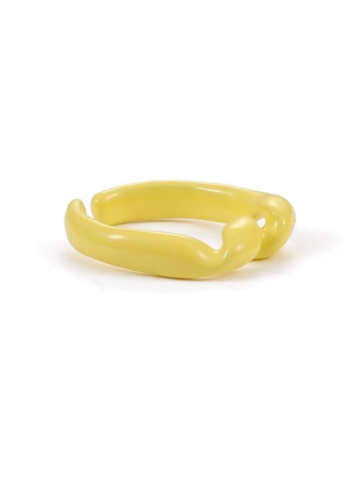 Yellow bend Zinc Alloy Enamel Geometric Minimalist Band Ring